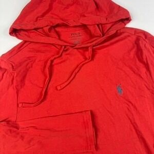 Polo Ralph Lauren Hooded T-Shirt Men Small Red Pony Logo Long Sleeve Lightweight